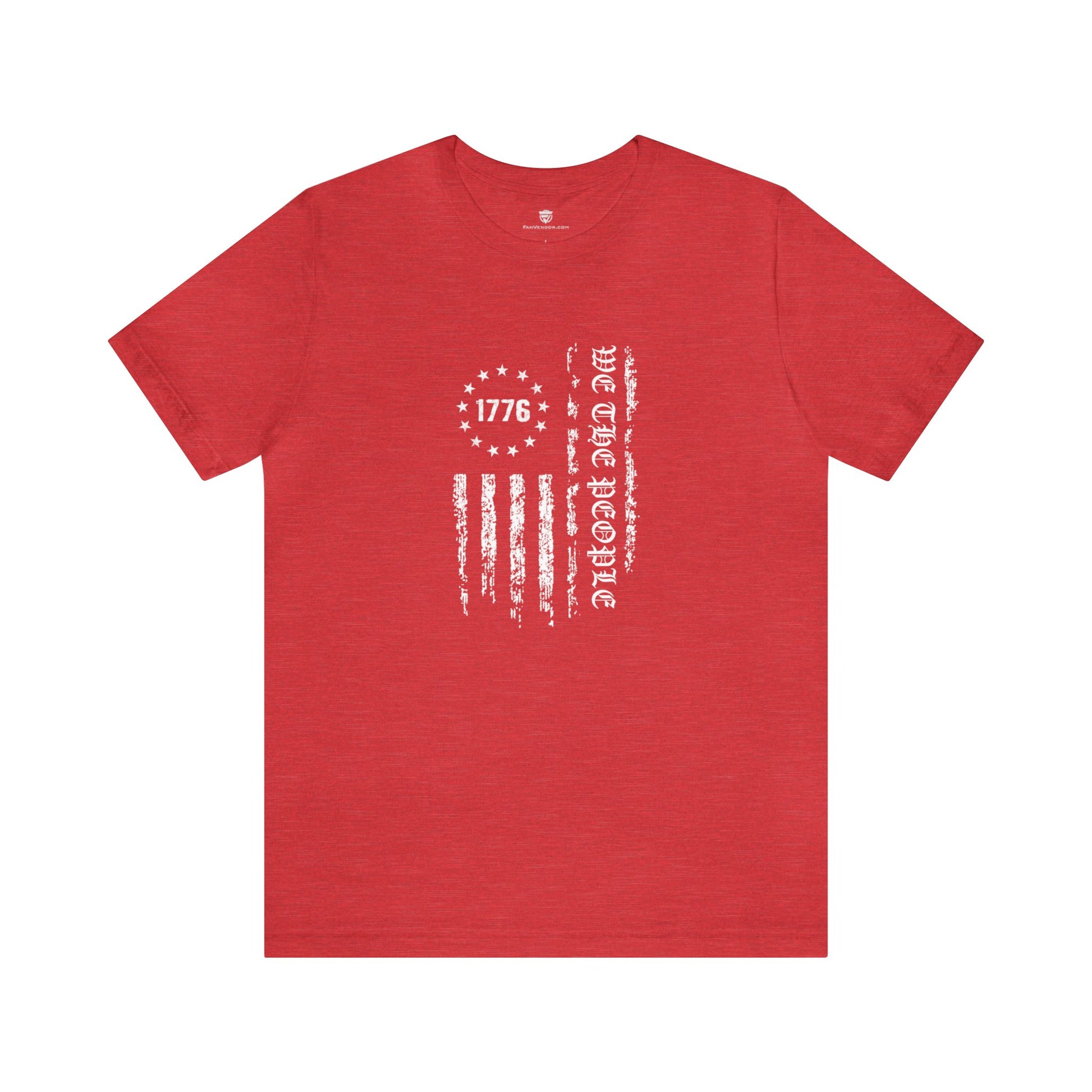 We The People American Flag T-Shirt  Heather Red