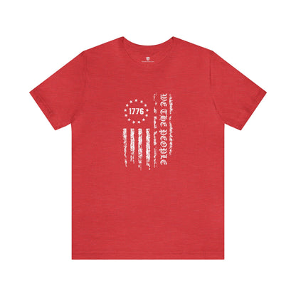 We The People American Flag T-Shirt  Heather Red