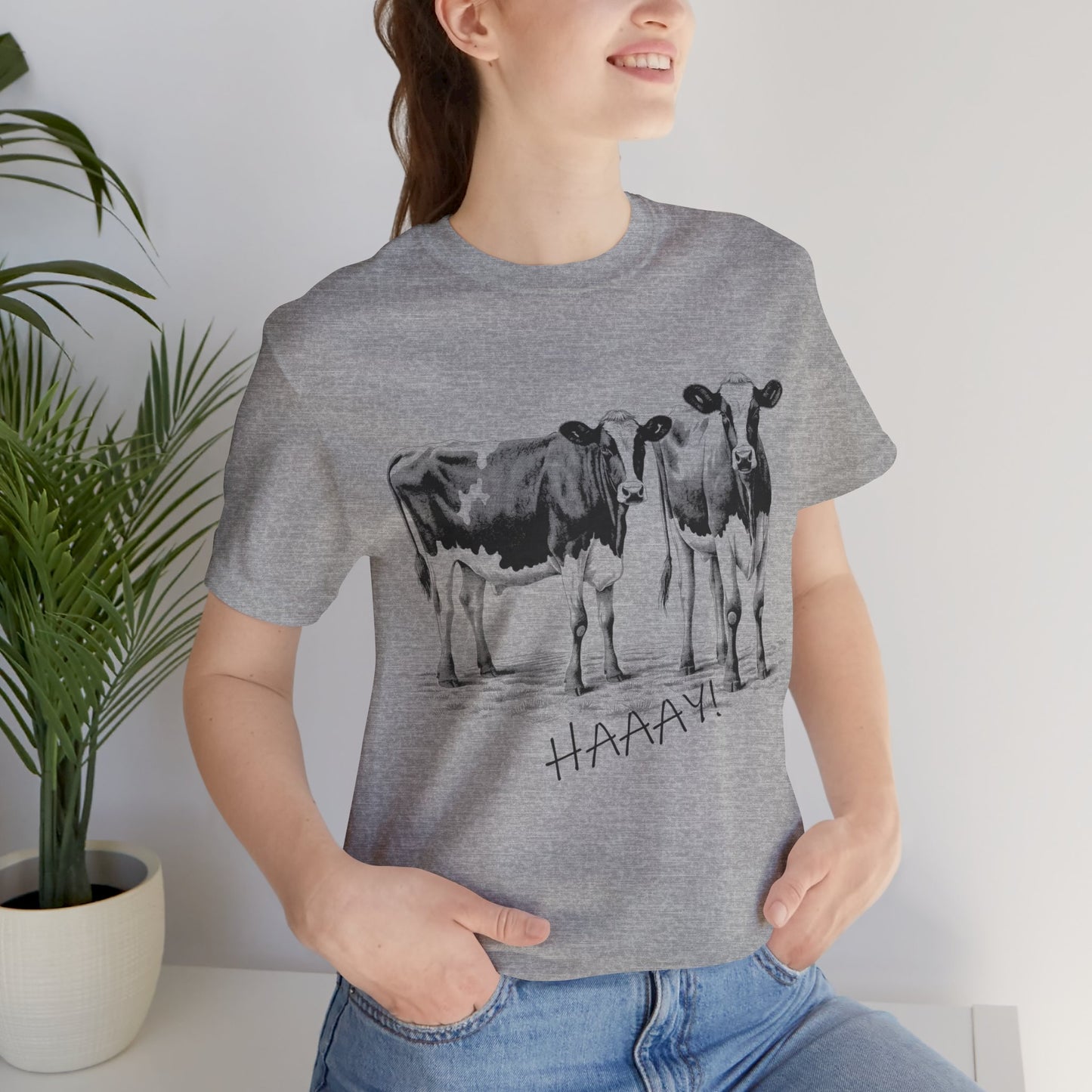 Funny Unisex T-Shirt Farm Cows Grey