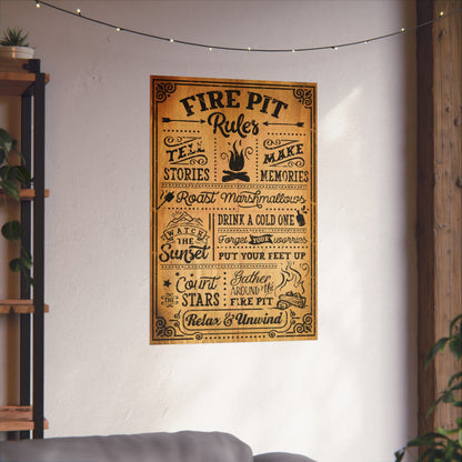 Decorative poster with text on a wall in a cozy room.