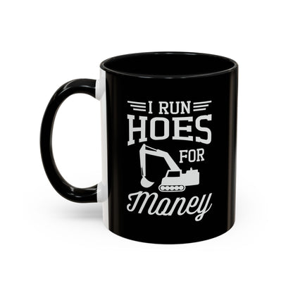 Black mug with white text and graphic on a white background