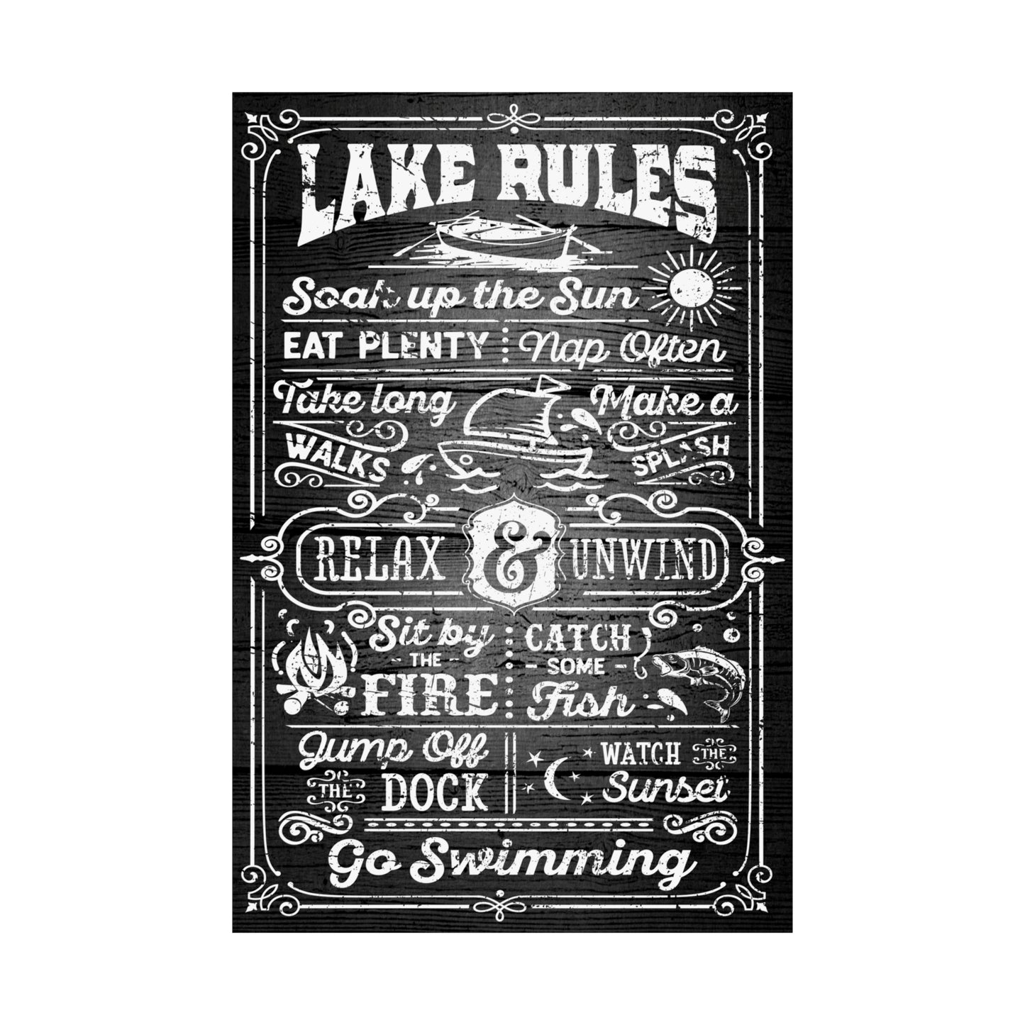 Cool Funny Poster Lake Boat Swimming 