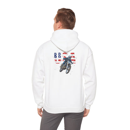 Unisex Hoodie Patriotic USA Dirt Bike Motorcycle White