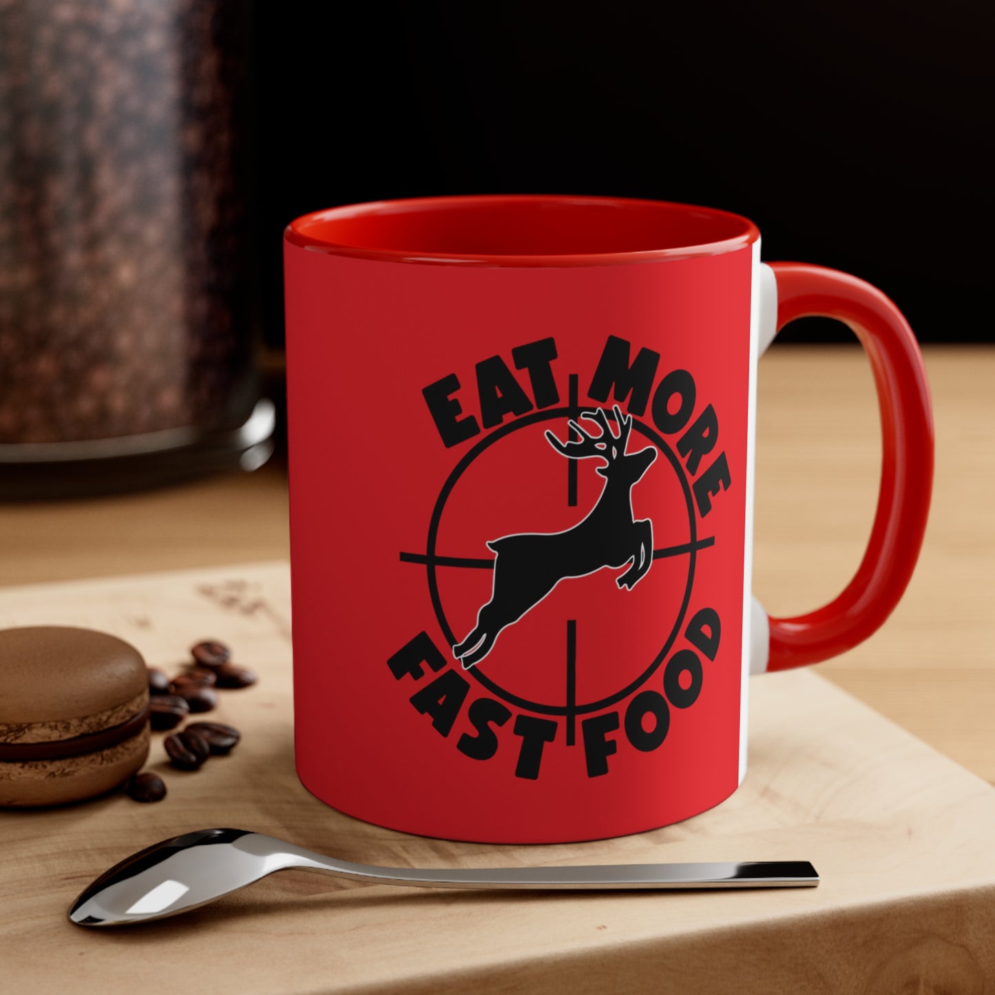 Accent Coffee Mug Funny Deer Hunting Red