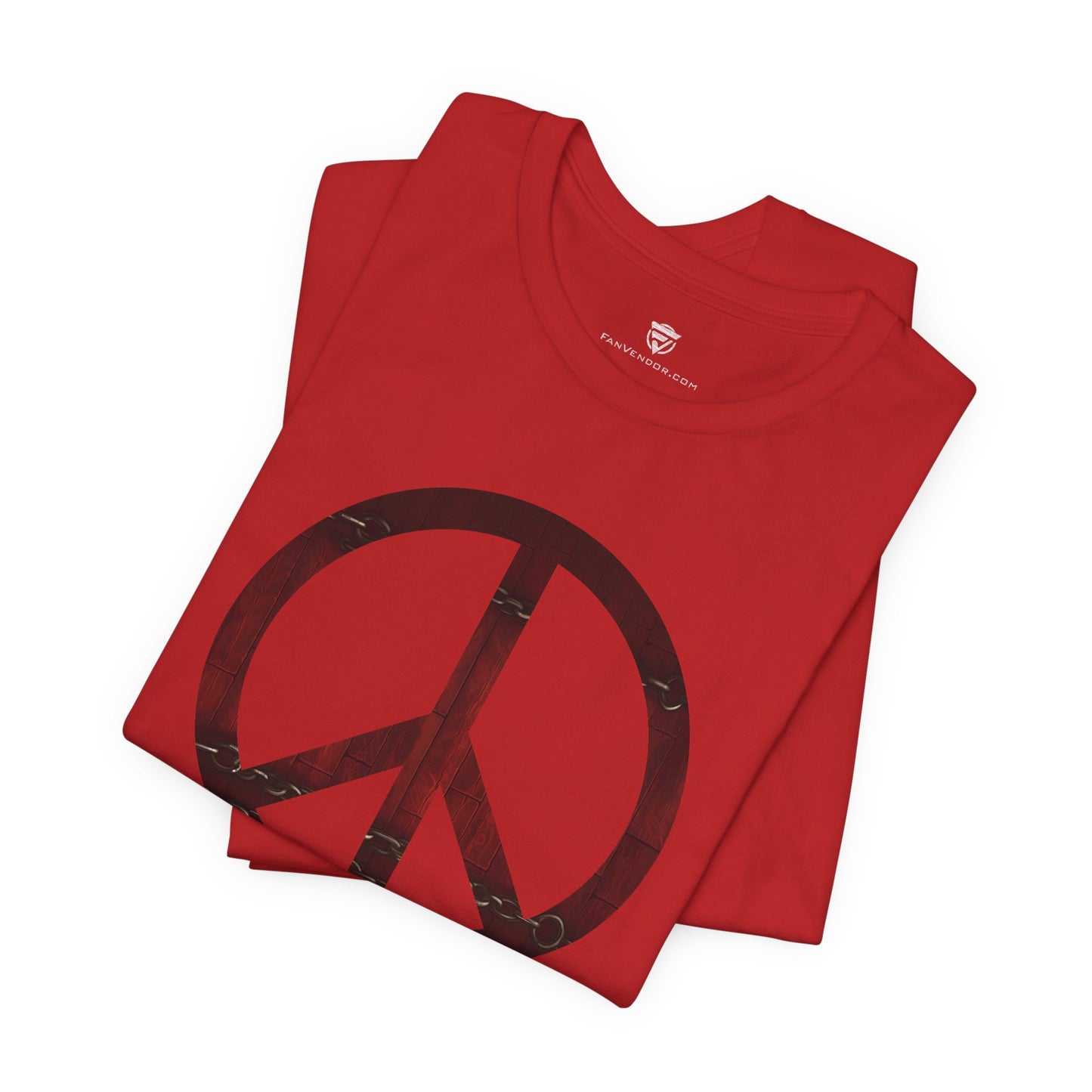 Unisex T-Shirt Chest Wood Peace Sign Red