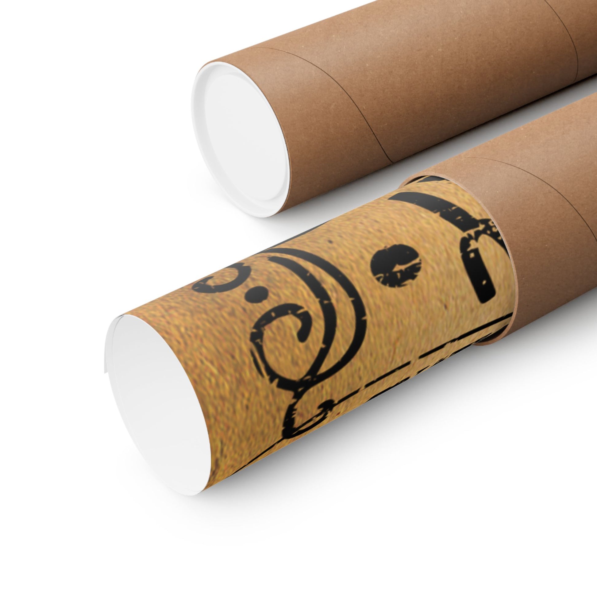 Two cardboard tubes with decorative ends on a white background