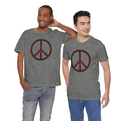 Unisex T-Shirt Chest Wood Peace Sign Military Grey