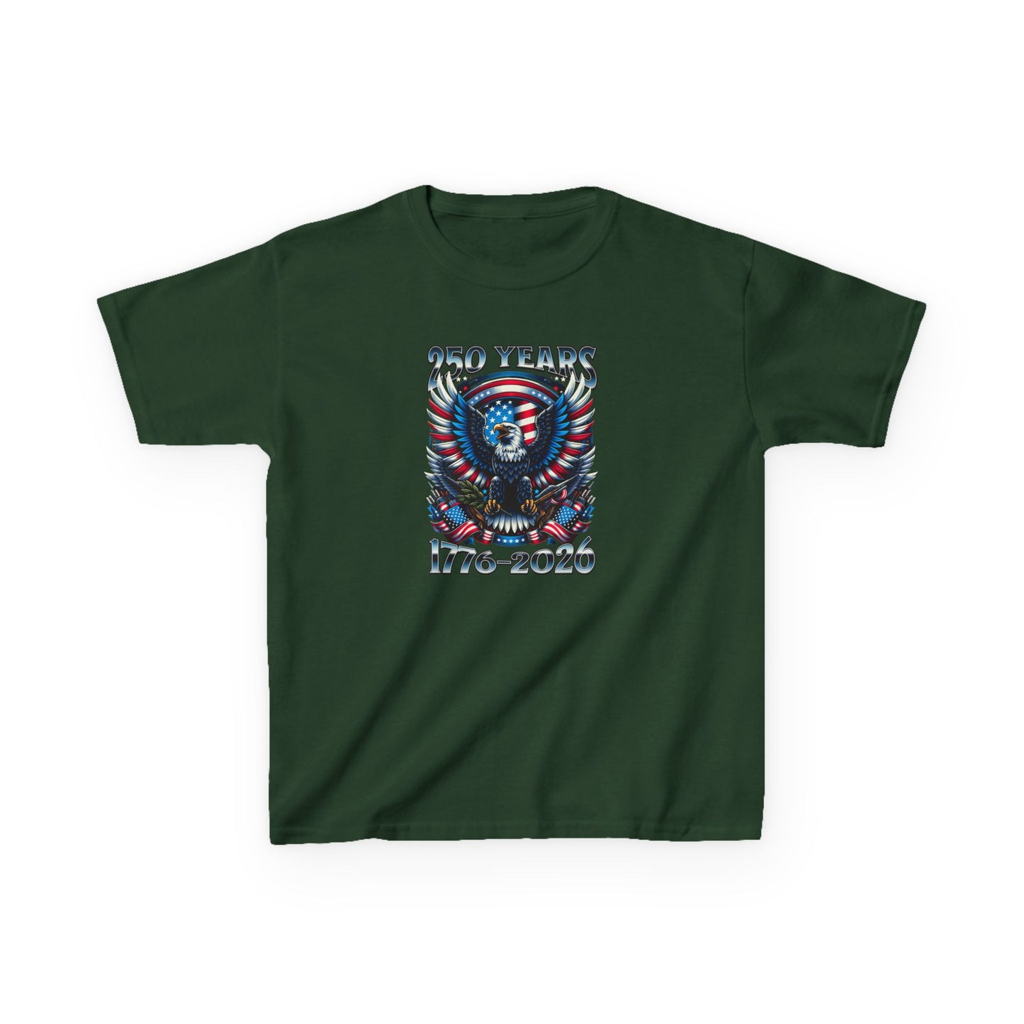 Green t-shirt with a graphic design on a white background