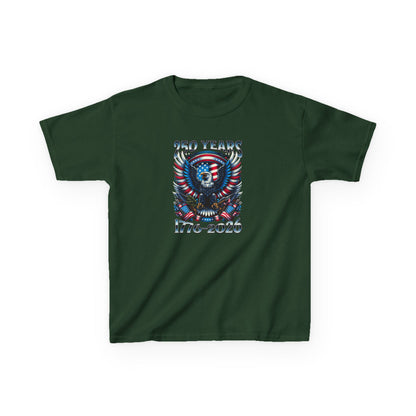 Green t-shirt with a graphic design on a white background