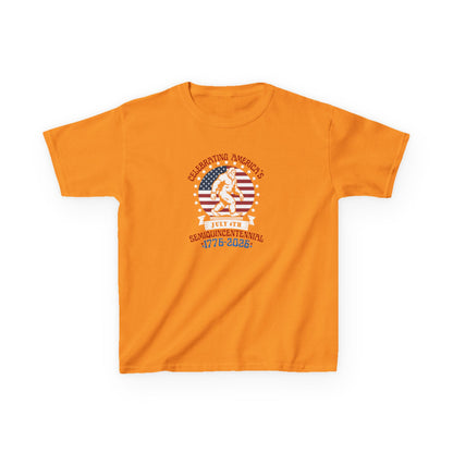 Orange t-shirt with a graphic design on a white background