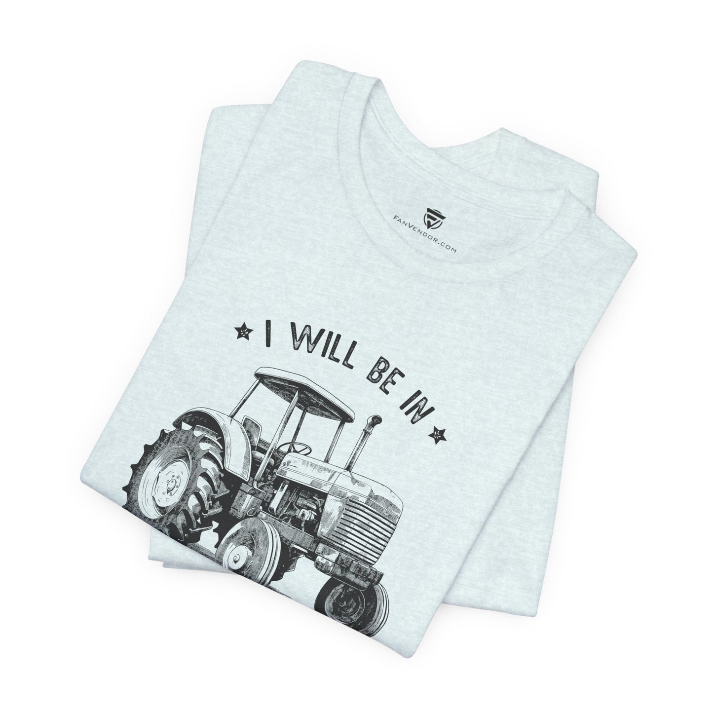 White tank top with tractor graphic and text 
