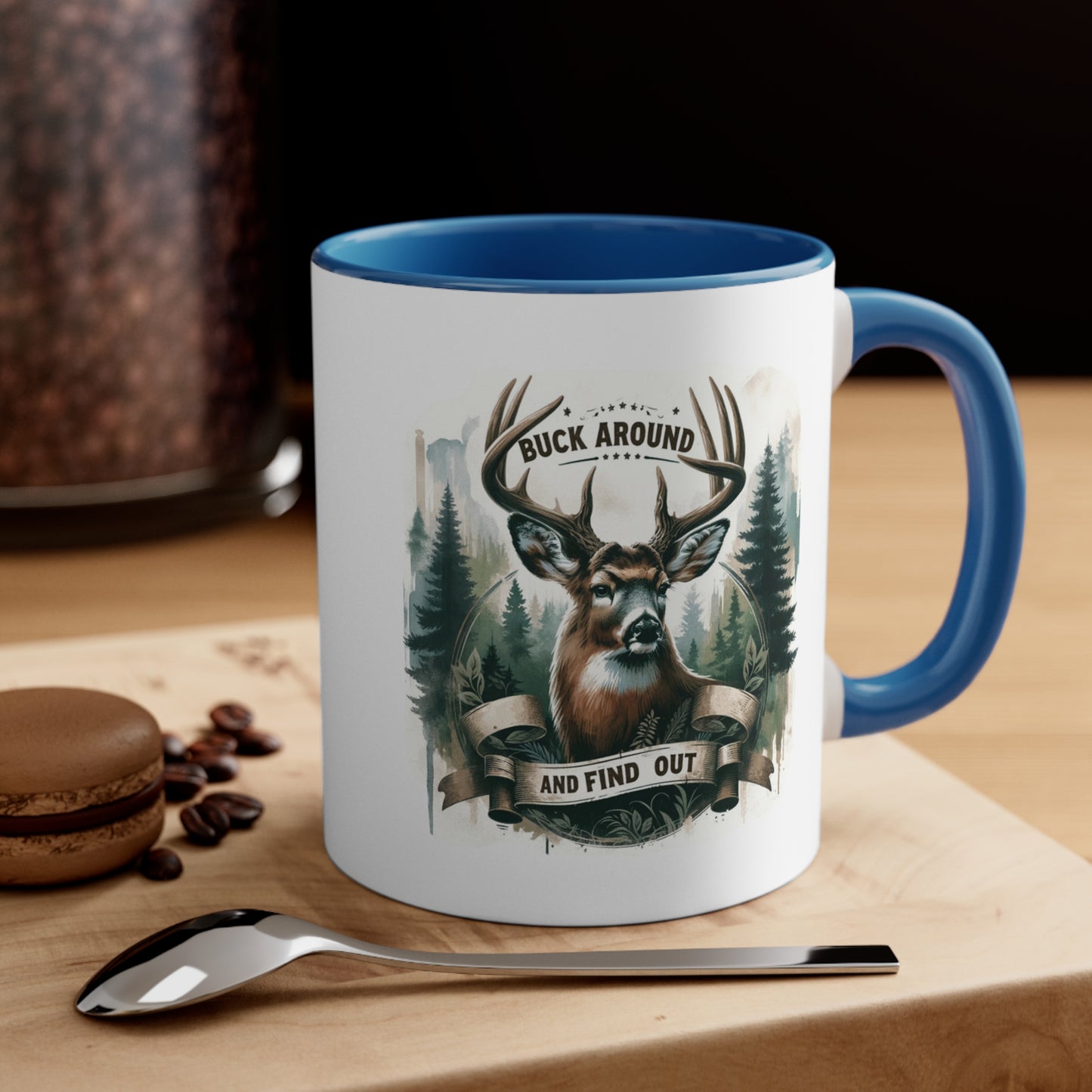 Accent Coffee Mug Cool Funny Deer Hunting Graphic Blue