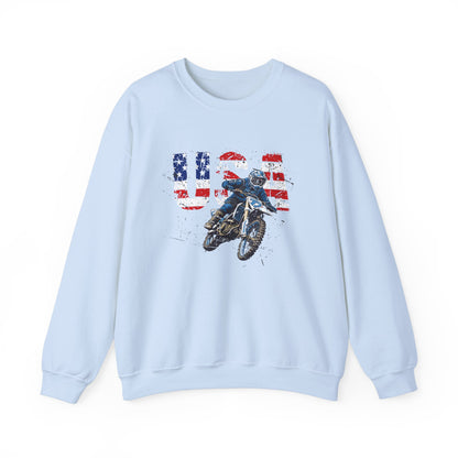 Unisex Motorcycle Sweatshirt America USA Dirt Bike Blue