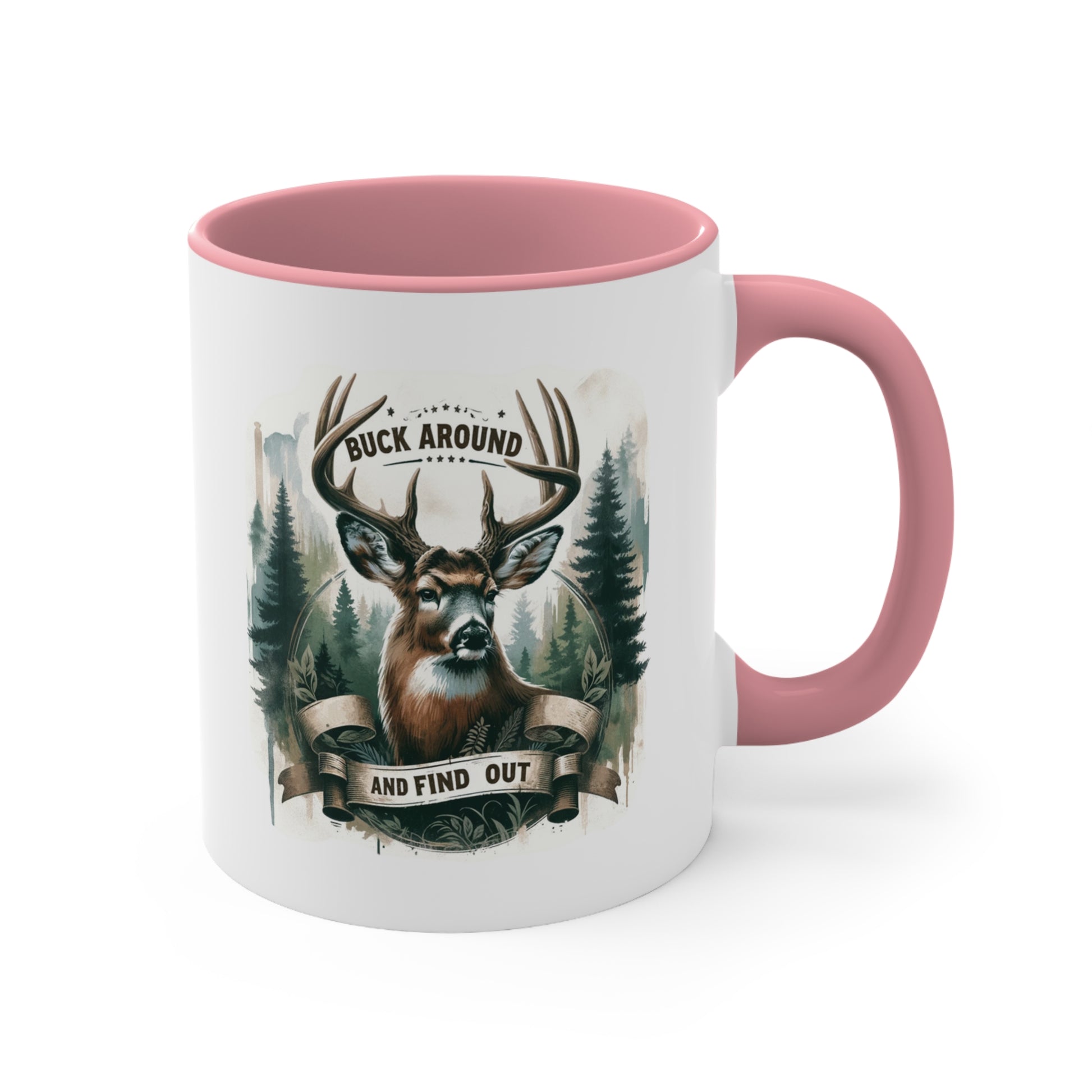 Accent Coffee Mug Cool Funny Deer Hunting Graphic Pink