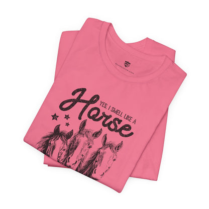 Pink t-shirt with horse design and text 