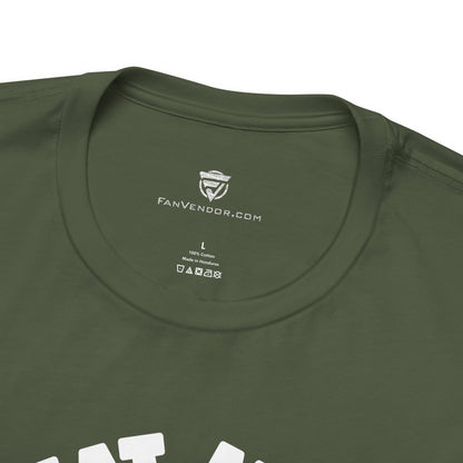 Green t-shirt with 'FanVendor.com' logo and text on a white background