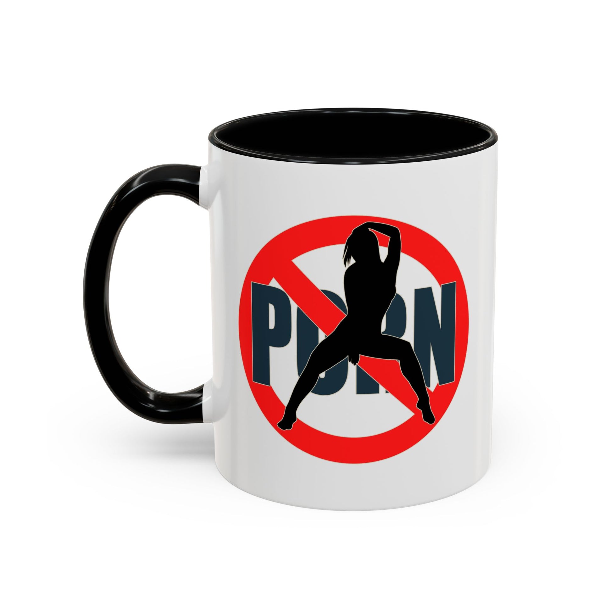 Mug with a design against Porn on a white background