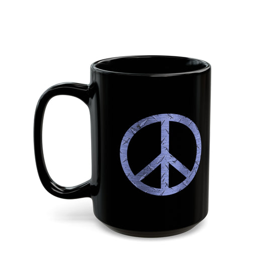 15oz Black Coffee Mug - Blue Steel Peace Sign