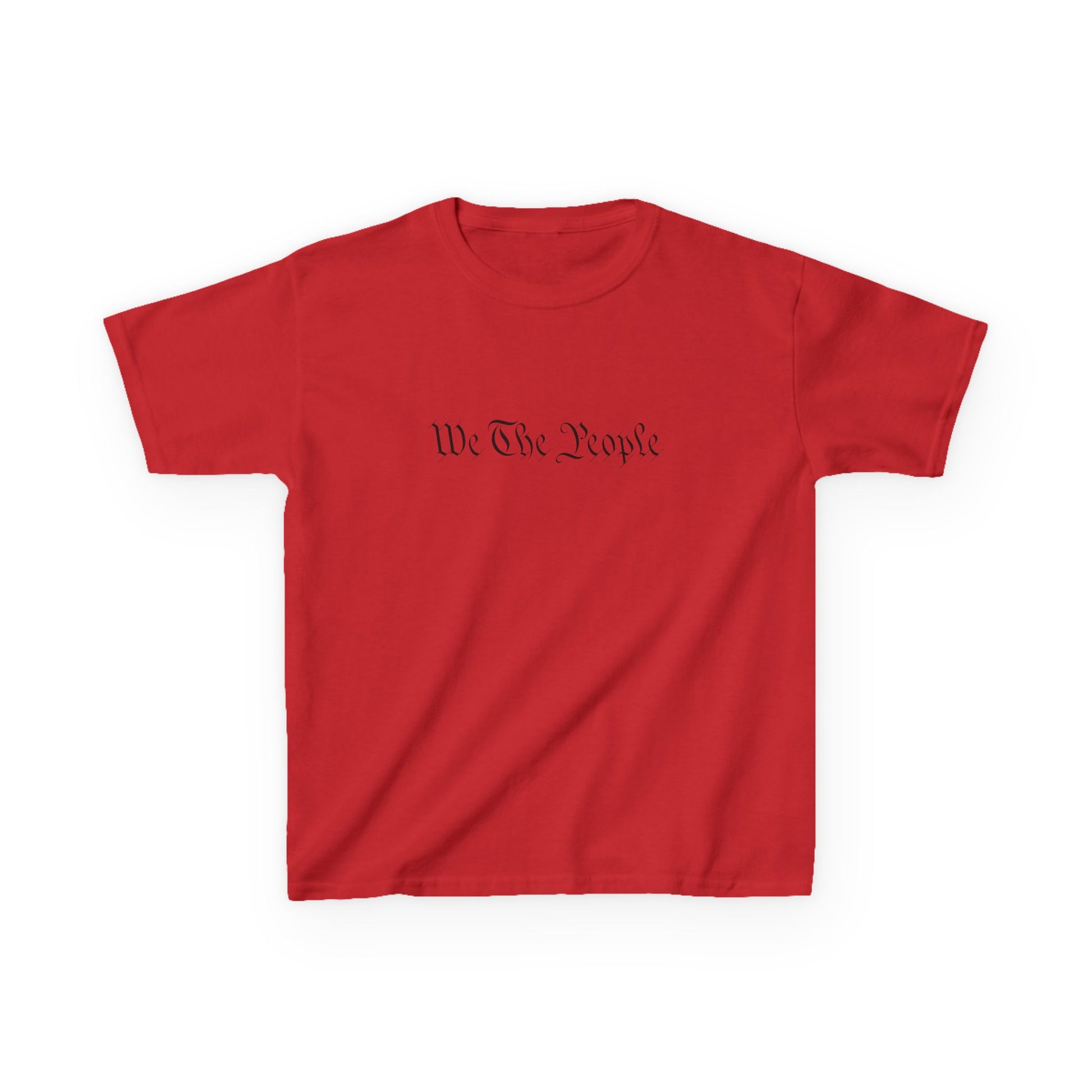 Red t-shirt with 'We The People' text on a white background