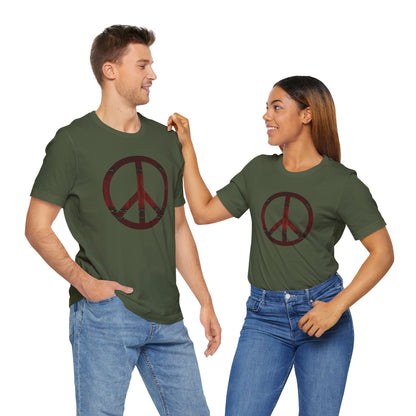 Unisex T-Shirt Chest Wood Peace Sign Military Green