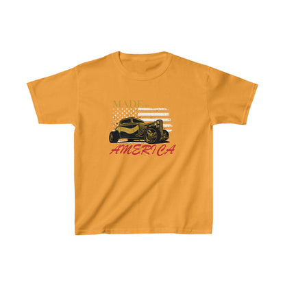 Kids Unisex Cool Hotrod T-Shirt America Patriotic Orange