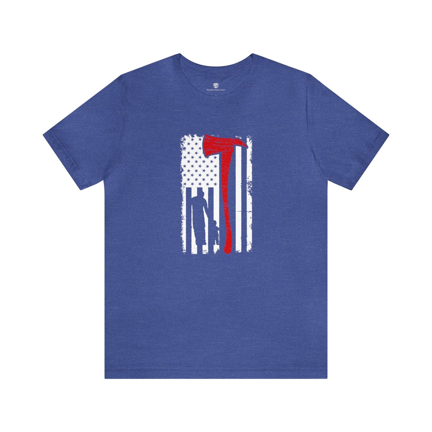 Patriotic Fireman Graphic Tee Heather Blue