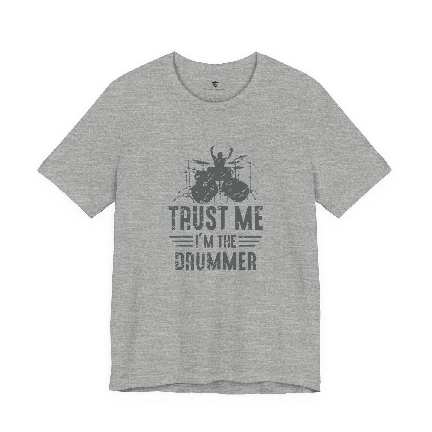 Gray t-shirt with a drummer design 