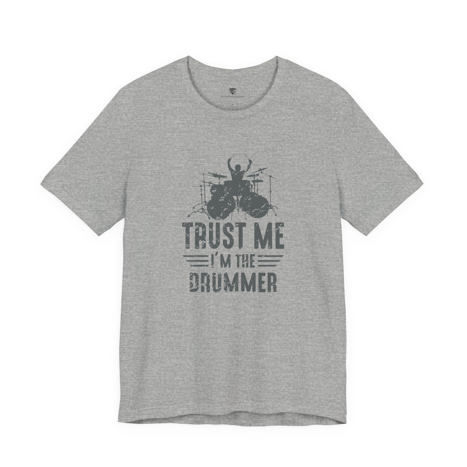 Gray t-shirt with a drummer design 