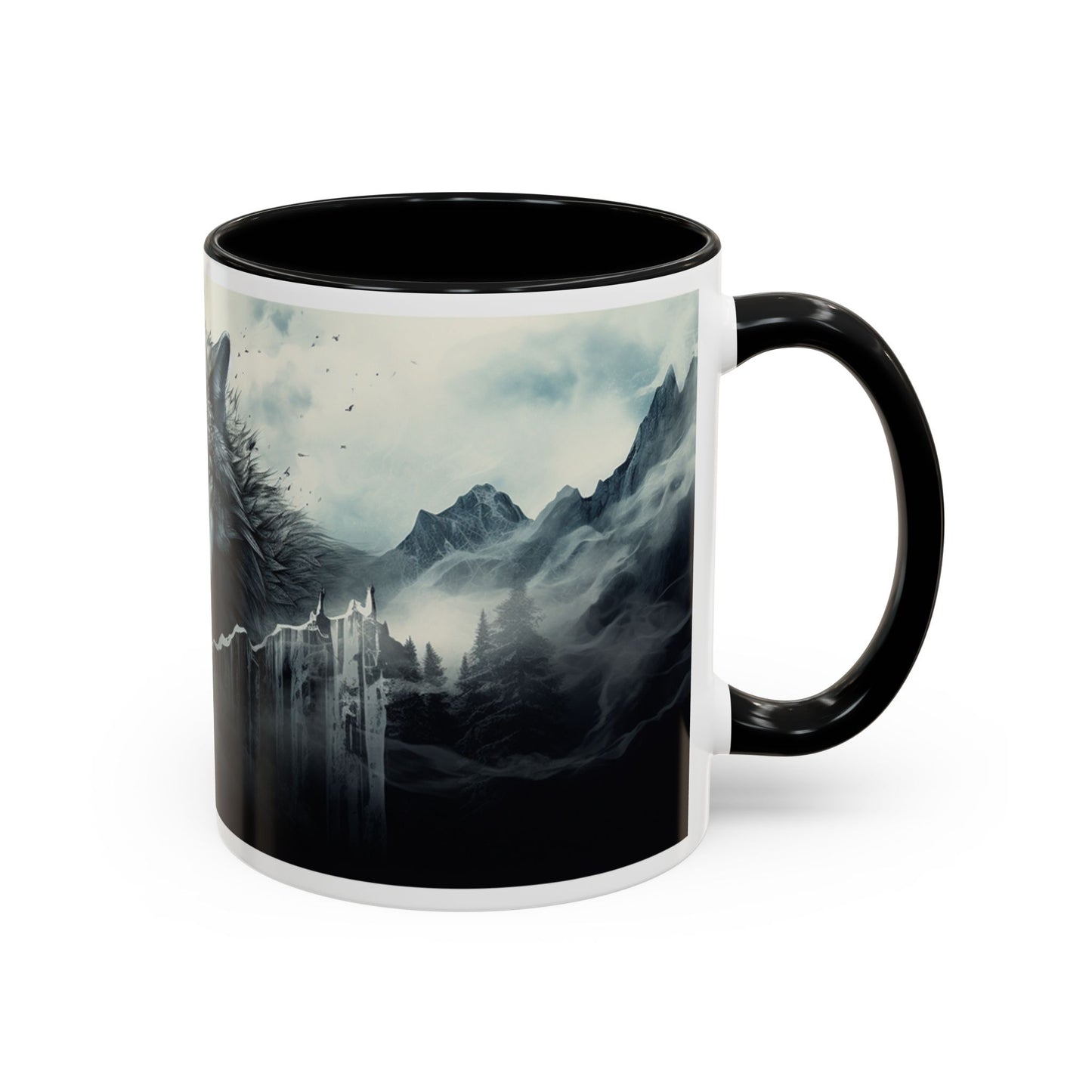 Mug with a mountain design on a white background