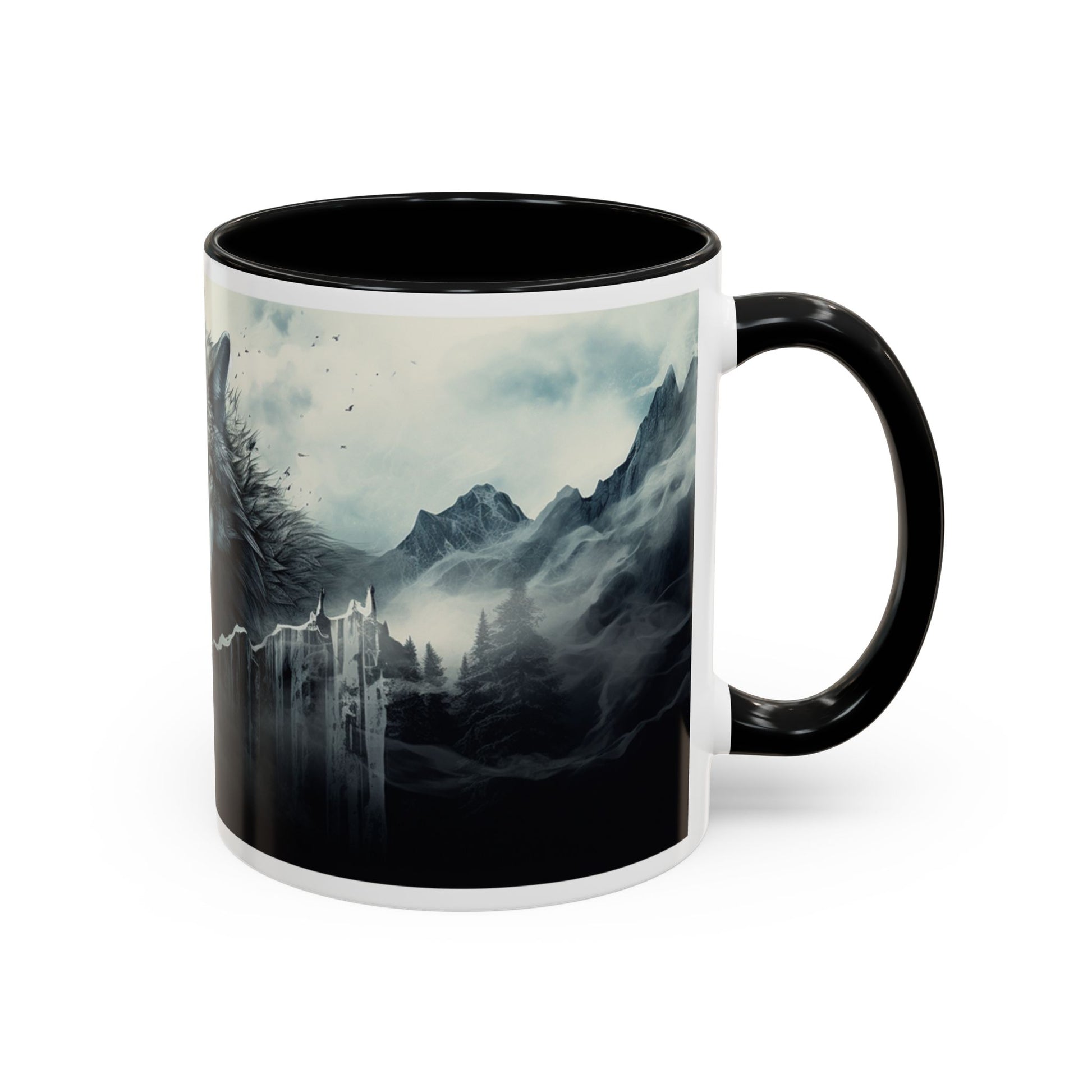 Mug with a mountain design on a white background