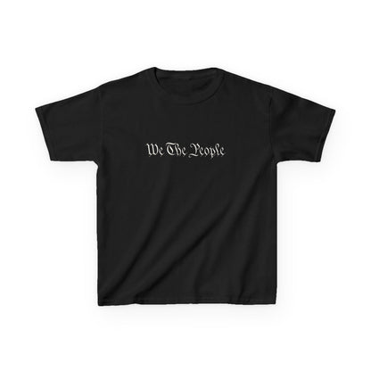 Black t-shirt with 'We The People' design on a white background