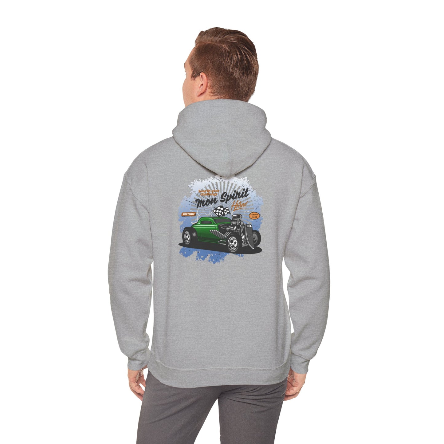 Cool Unisex Hoodie Hotrod Muscle Car Grey