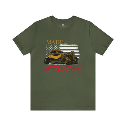 Hotrod American Flag Graphic Tee Green