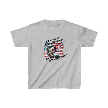 Kids Unisex Graphic Tee Fishing Grey