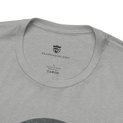Gray t-shirt with 'FanVendoor.com' logo and text on the collar area.