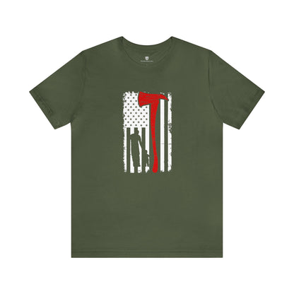 Patriotic Fireman Graphic Tee Military Green