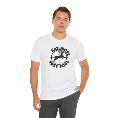 Man wearing a white t-shirt with graphic design on a white background