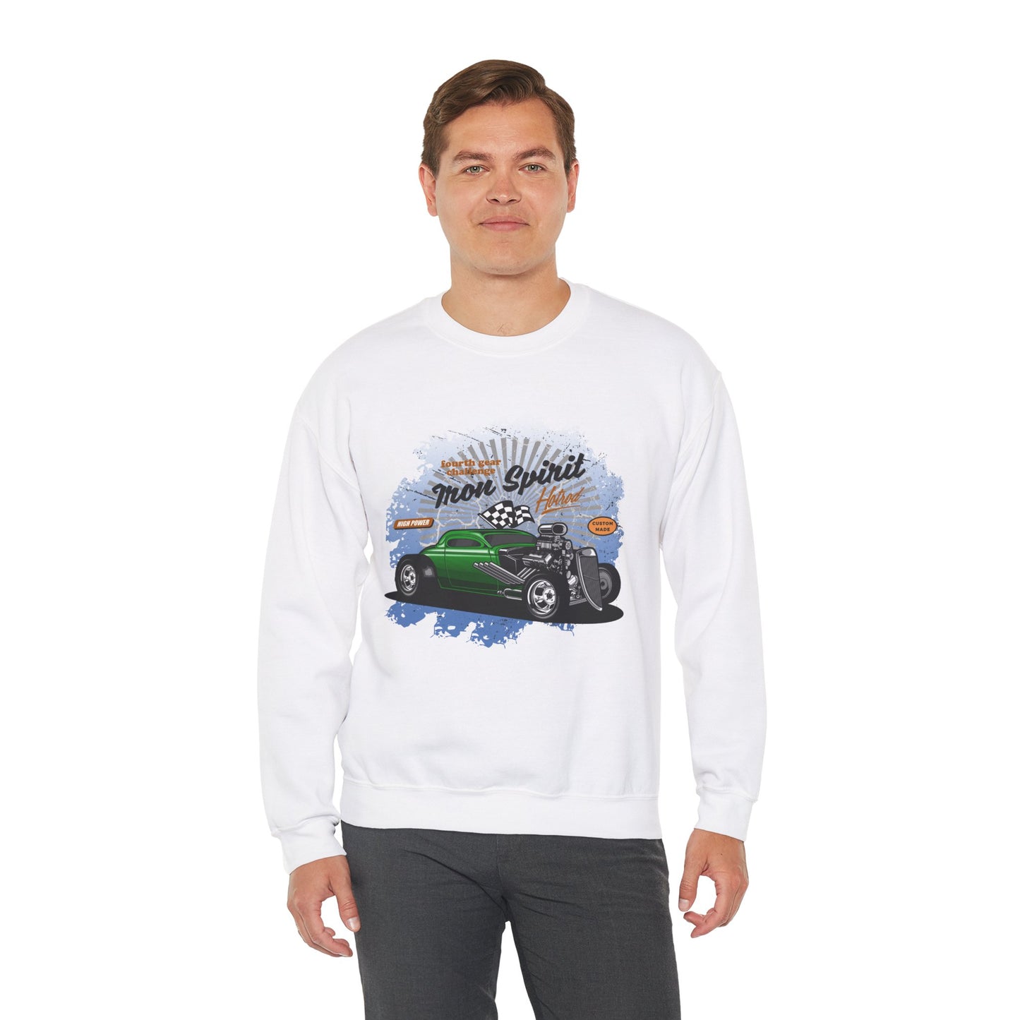 Unisex Cool Sweatshirt Hotrod White