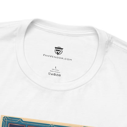 White t-shirt with 'Fanvendor.com' logo and text on a white background