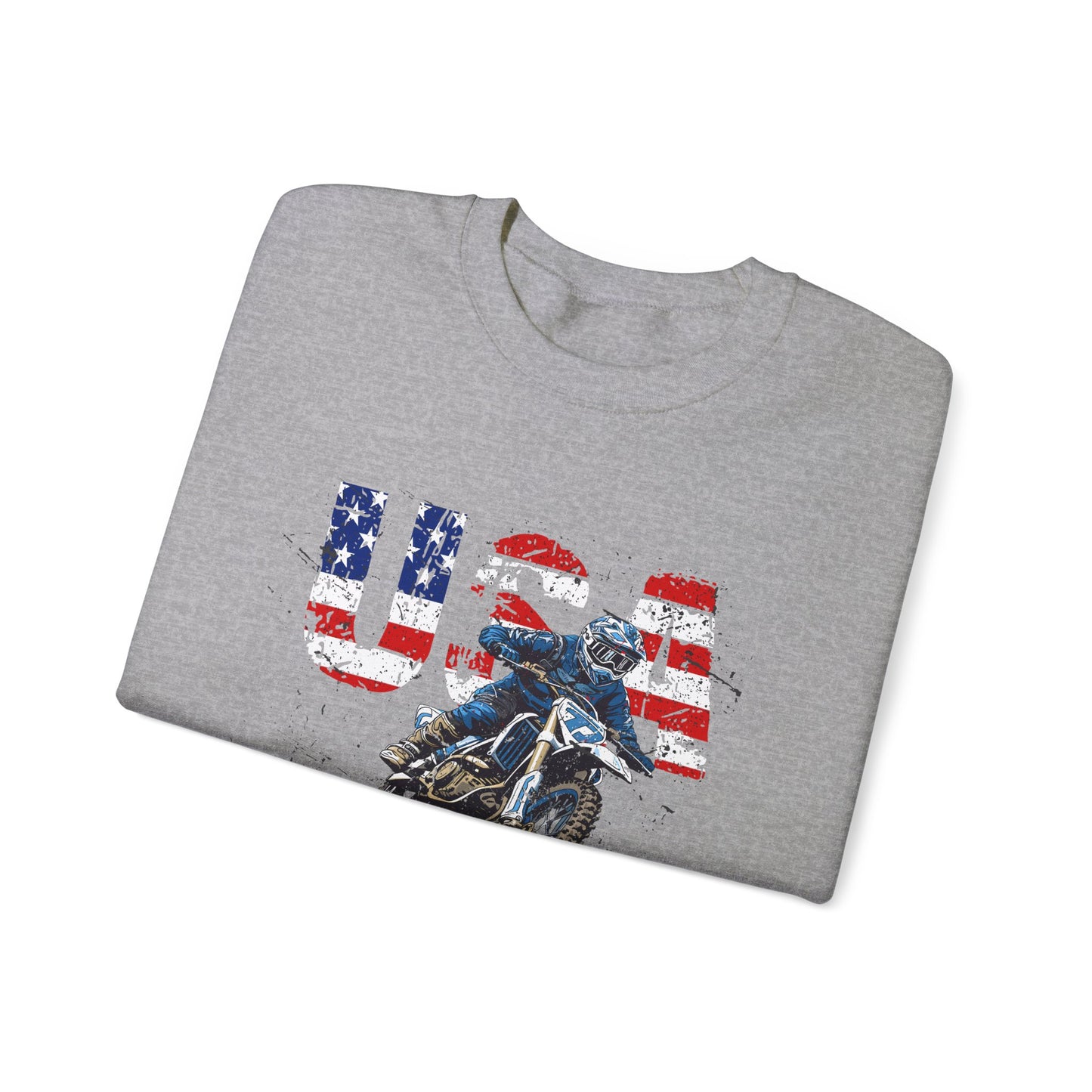 Unisex Motorcycle Sweatshirt America USA Dirt Bike Grey