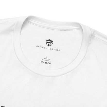 White t-shirt with 'Fanvendor.com' logo and text on a white background