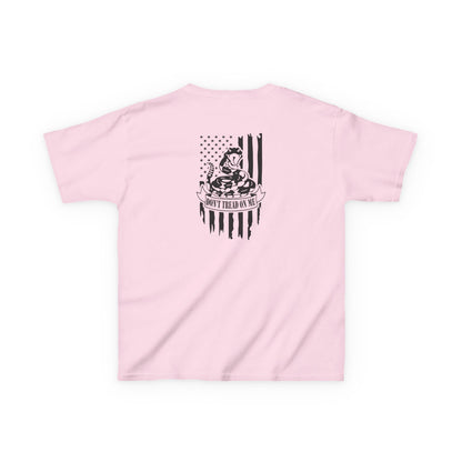 Pink t-shirt with a graphic design on the back against a white background