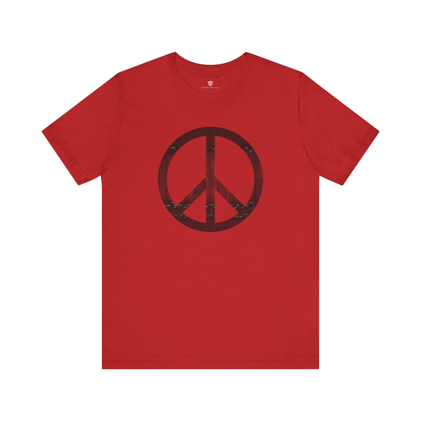 Unisex T-Shirt Chest Wood Peace Sign Red