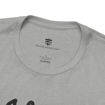 Gray t-shirt with 'Fanvendor.com' logo and text on the collar area.