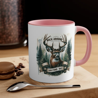 Accent Coffee Mug Cool Funny Deer Hunting Graphic Pink