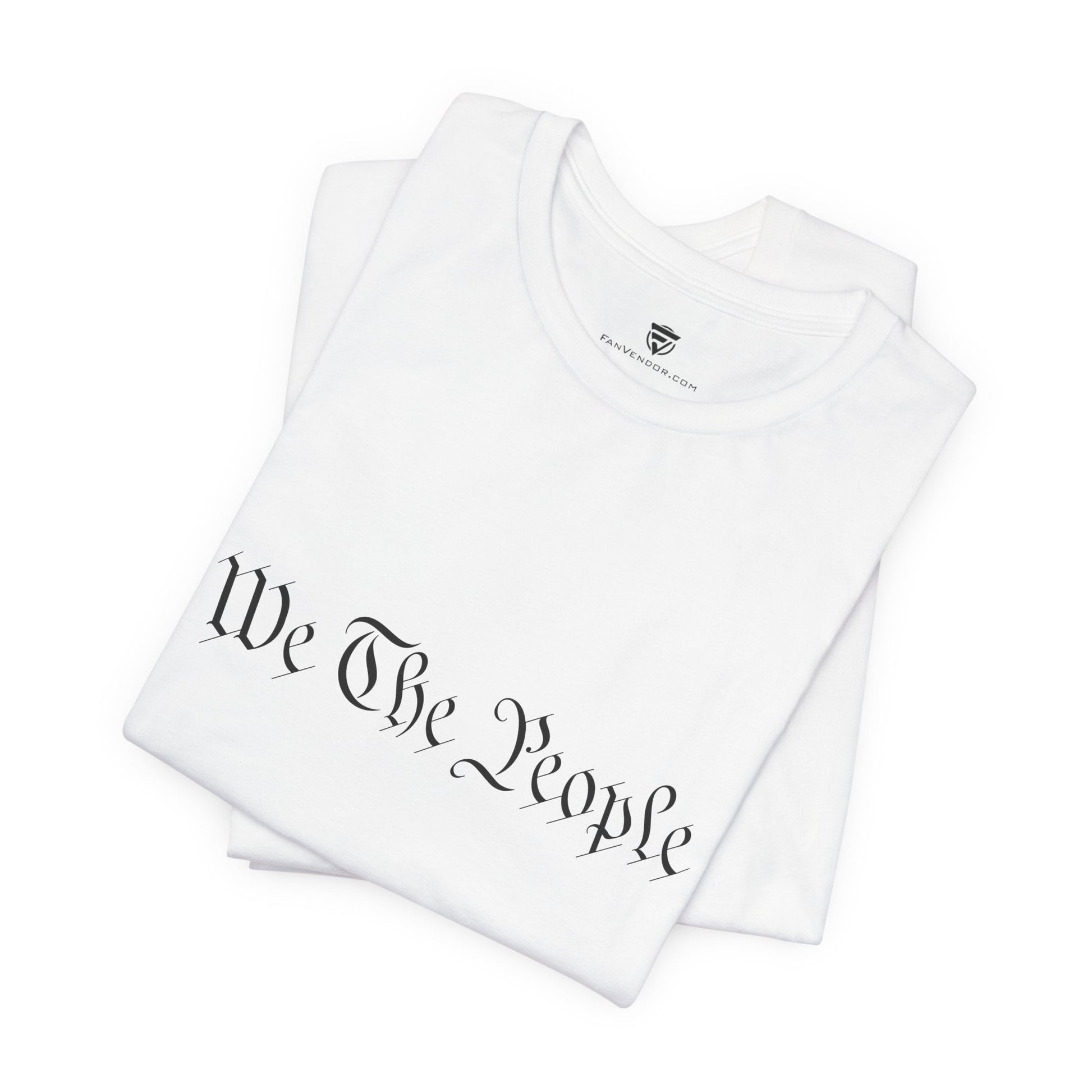 White t-shirt with 'We The People' text on a white background