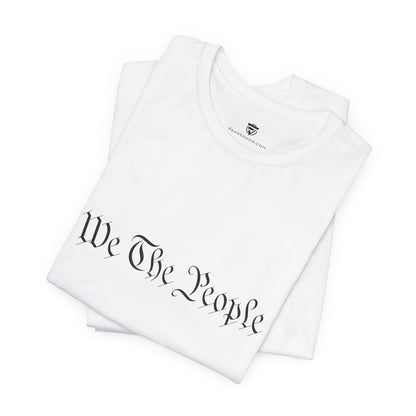 White t-shirt with 'We The People' text on a white background