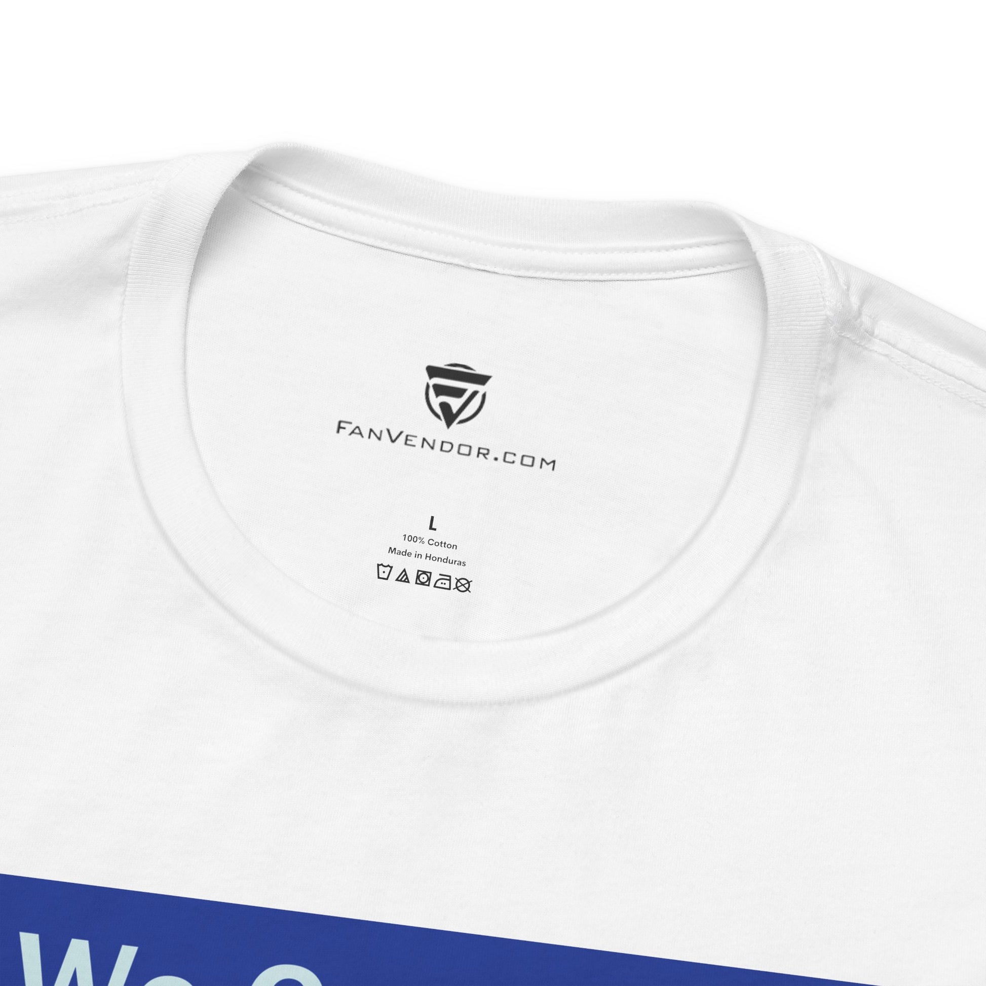 White t-shirt with 'Fanvendor.com' logo and text on a white background