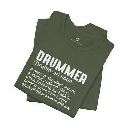 Green t-shirt with  design and text on a white background