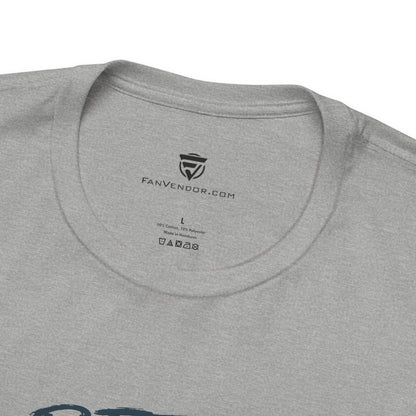 Gray t-shirt with 'FanVendoor.com' logo and text on the collar area.